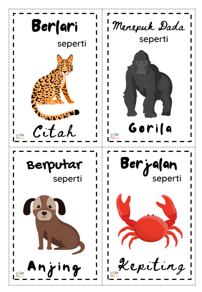 [ Printable Activity ] 24 Animal Movement Cards - Kelanakids.com