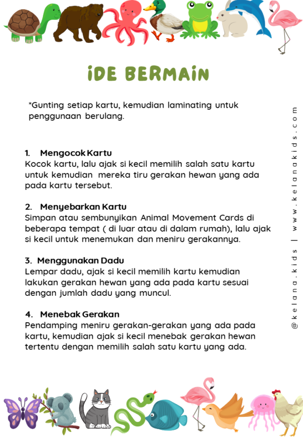 [ Printable Gratis - Free  ] Movement Cards Tema Binatang - Image 5