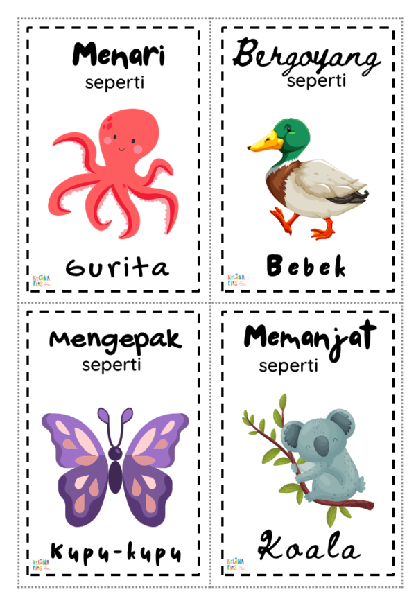[ Printable Gratis - Free  ] Movement Cards Tema Binatang - Image 3