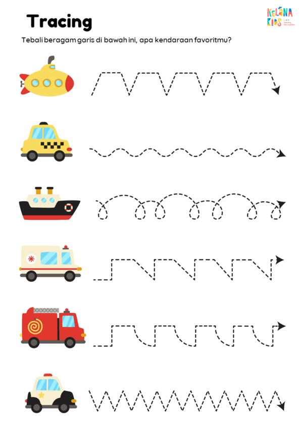 [ Seri Printable Tematik ] Worksheet Kendaraan / Alat Transportasi - Image 5