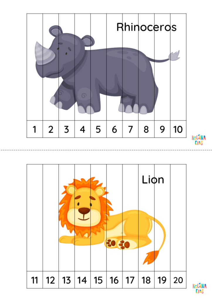 [Free Printable - Gratis ] Tematik Animal Puzzles Worksheet