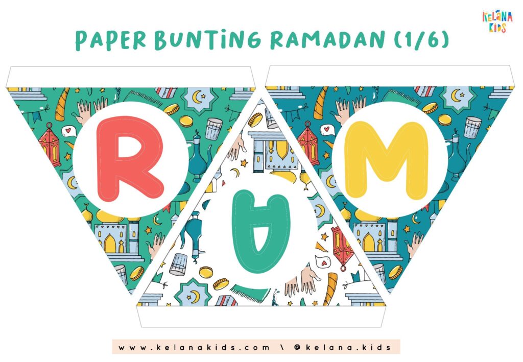 Paper Bunting Worksheet, Poster, Dekorasi Tema Ramadhan