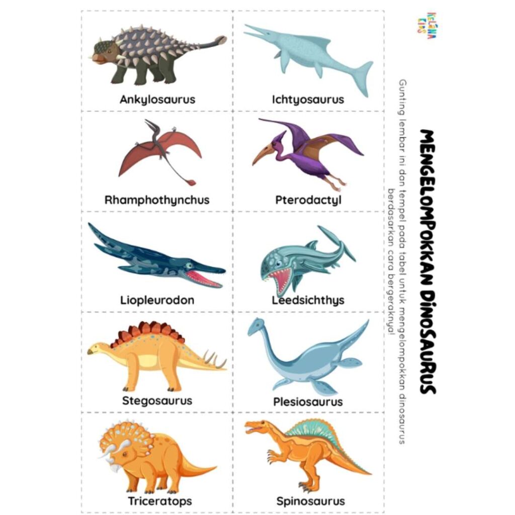 Spesifikasi Printable Worksheet Tematik Dinosaurus Spesifikasi Printable Worksheet Tematik Dinosaurus