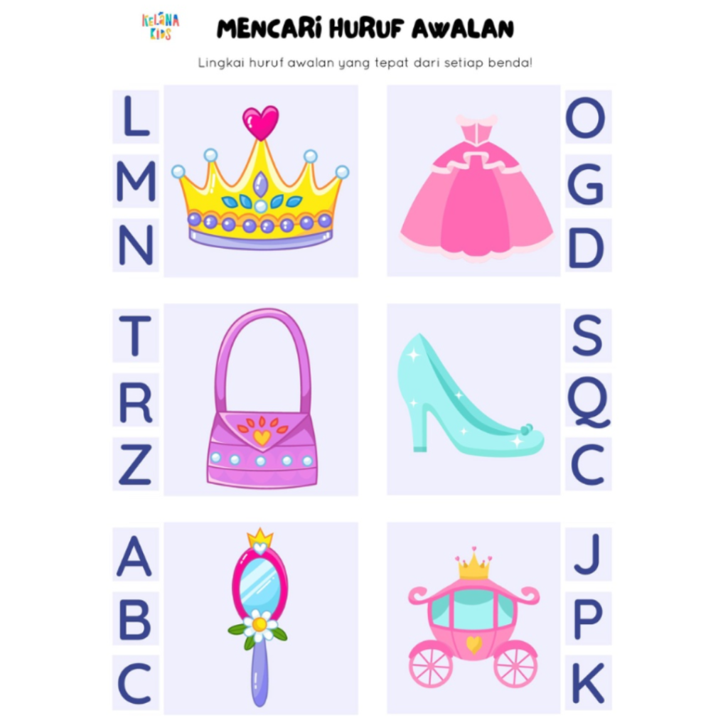 Spesifikasi Printable Worksheet Tematik Princess