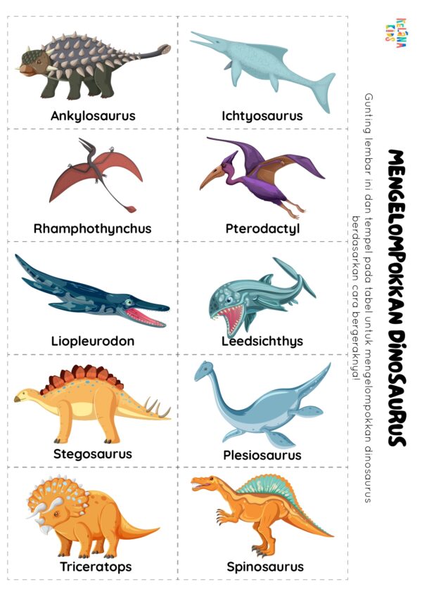 [ Seri Printable Tematik ] Worksheet Dinosaurus - Image 5