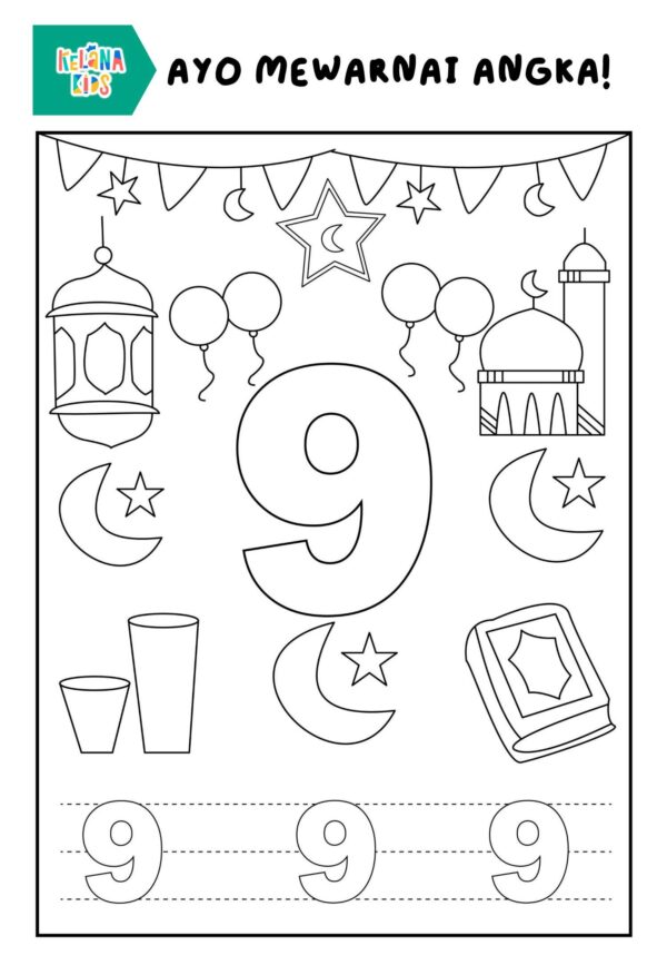 Mewarnai Gambar Tema Ramadhan + Coloring Number Tema Muslim - Image 6