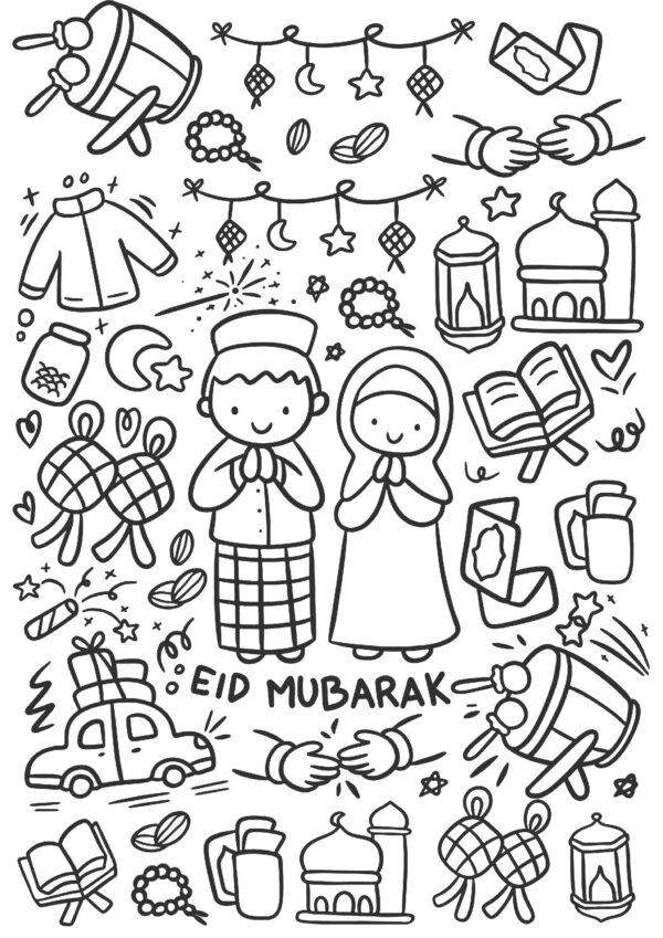 Mewarnai Gambar Tema Hari Raya Idul Fitri [ Download Gratis ] - Image 4
