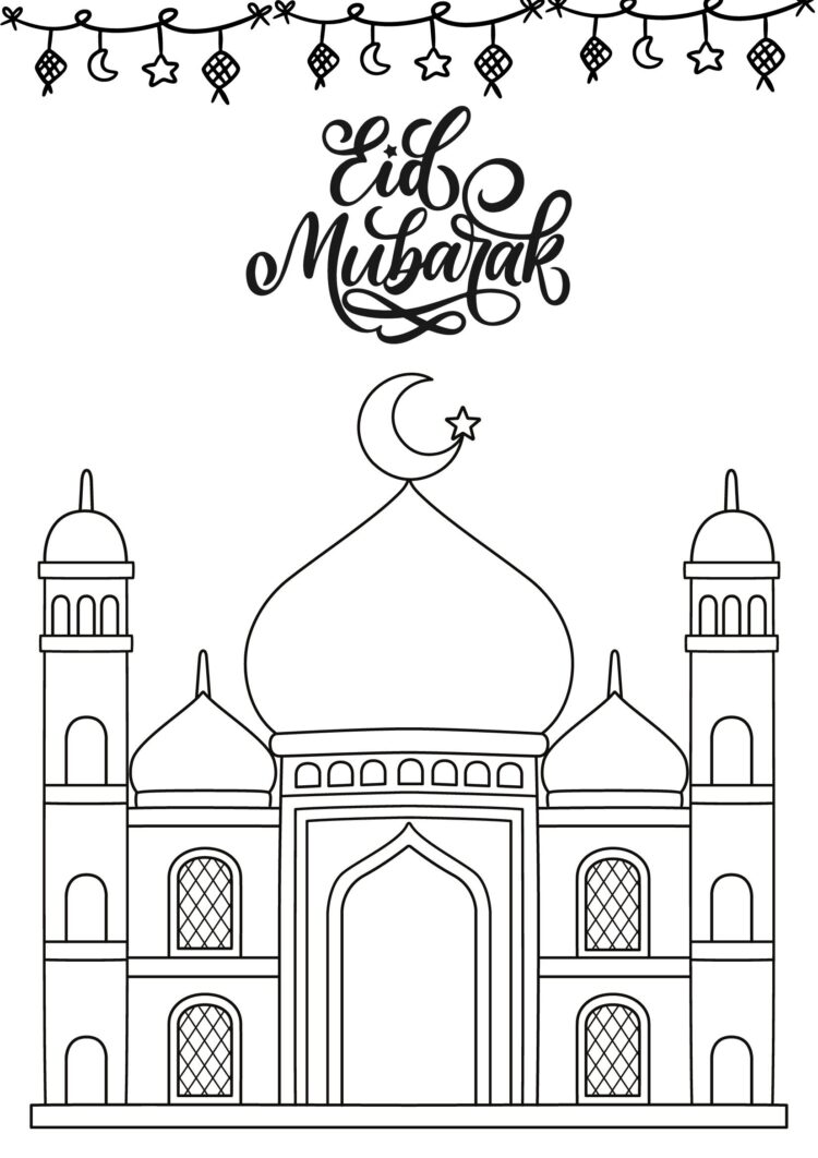 Mewarnai Gambar Tema Hari Raya Idul Fitri [ Download Gratis ]