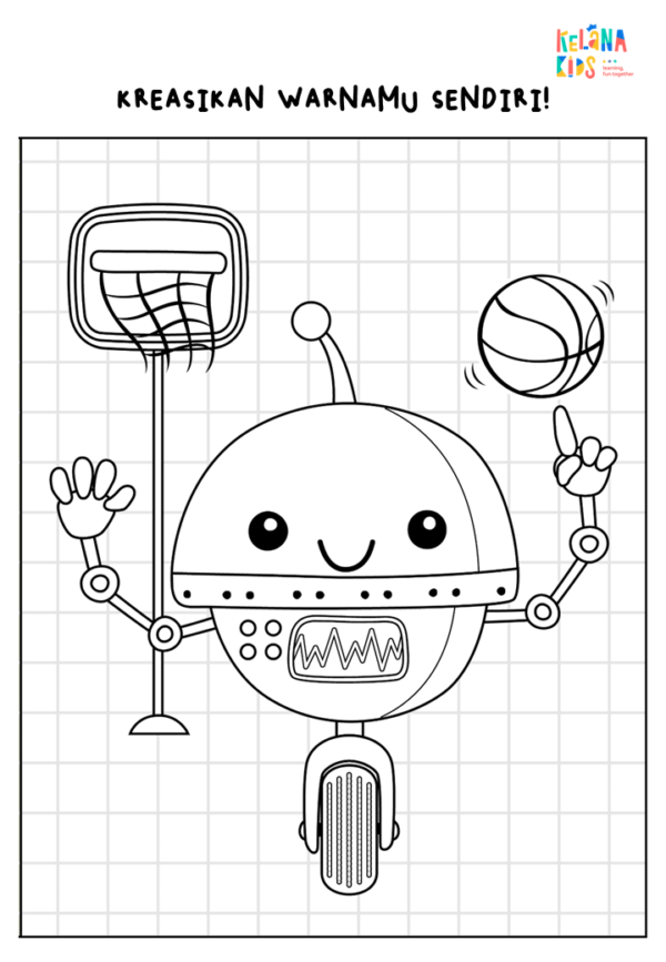 [ Printable Activity ] Lembar Mewarnai Gambar - Tema Robot - Image 6