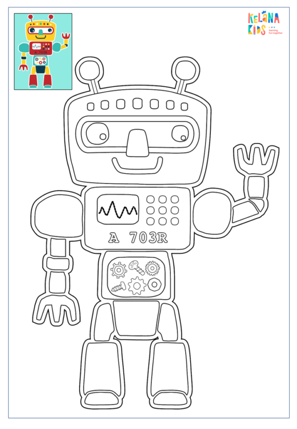 [ Printable Activity ] Lembar Mewarnai Gambar - Tema Robot - Image 3
