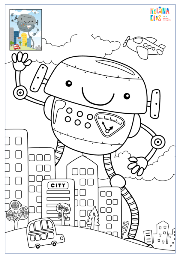 [ Printable Activity ] Lembar Mewarnai Gambar - Tema Robot - Image 4