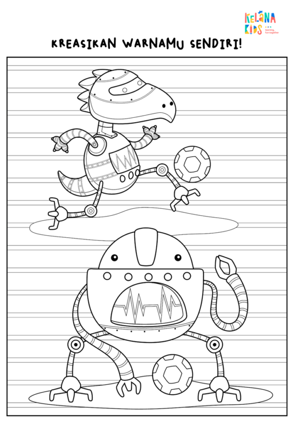 [ Printable Activity ] Lembar Mewarnai Gambar - Tema Robot - Image 5